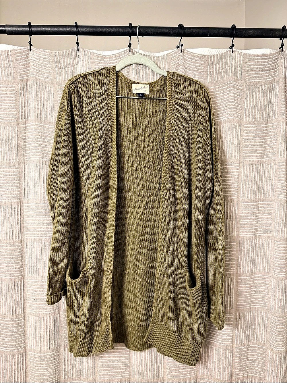 Universal Thread Open-Front Knit Cardigan with Pockets Green Medium